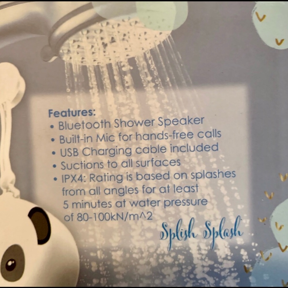New Gabba Goode G PANDA Splish Splash Proof Shower SPEAKER Blue Tooth Portable - Picture 5 of 9